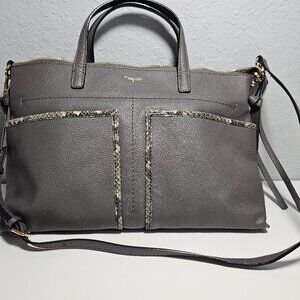 Tahari Gray Pebbled Leather Crossbody – EUC
